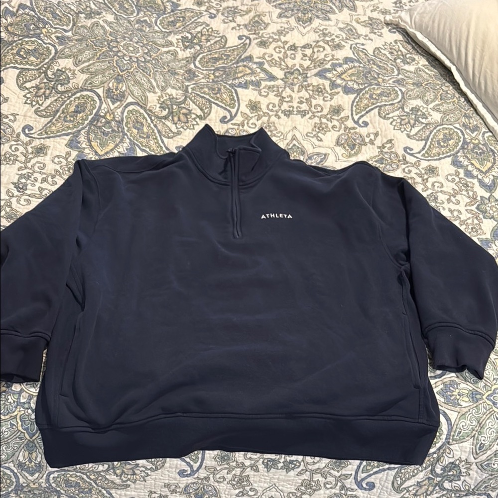 Athleta Navy 1/4 zip Sweatshirt